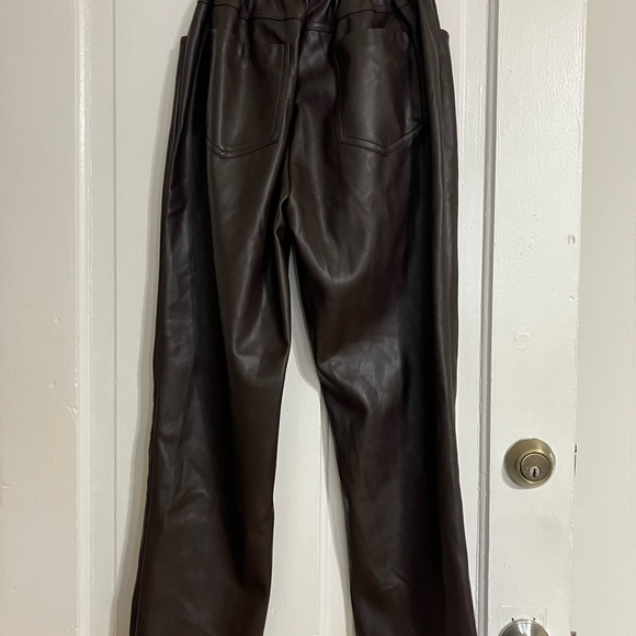 Elan Vegan Leather Mocha Pants - Picture 3 of 8